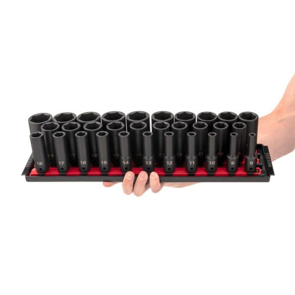 SID92105 1/2 in. Drive Deep 6-Point Impact Socket Set (31-Piece) (8-38 mm) with Rails - Image 3