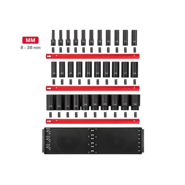 SID92105 1/2 in. Drive Deep 6-Point Impact Socket Set (31-Piece) (8-38 mm) with Rails - Image 2