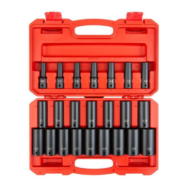 1/2 in. Drive Deep 6-Point Impact Socket Set, 23-Piece (10 mm   32 mm)