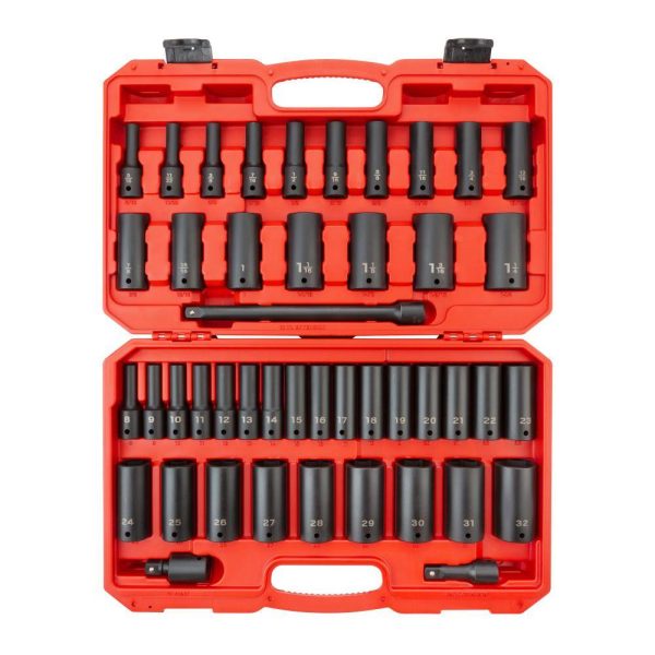 SID92404 1/2 in. Drive Deep 6-Point Impact Socket Set, 45-Piece (5/16   1-1/4 in., 8 mm   32 mm)