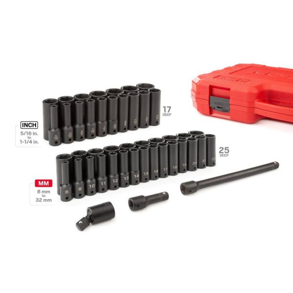 SID92404 1/2 in. Drive Deep 6-Point Impact Socket Set, 45-Piece (5/16   1-1/4 in., 8 mm   32 mm) - Image 5