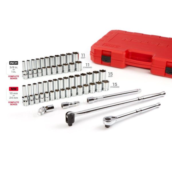 SKT25301 1/2 in. Drive 6-Point Socket and Ratchet Set 3/8 in. to 1 in., 10 mm to 24 mm (58-Piece) - Image 2