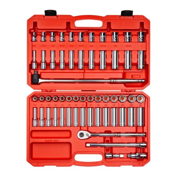 SKT25301 1/2 in. Drive 6-Point Socket and Ratchet Set 3/8 in. to 1 in., 10 mm to 24 mm (58-Piece)