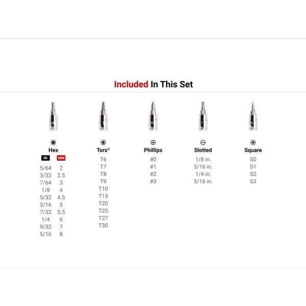 SHB91312 3/8 in. Drive Hex, Torx, Phillips, Slotted, Square Bit Socket Set (91-Piece) - Image 3