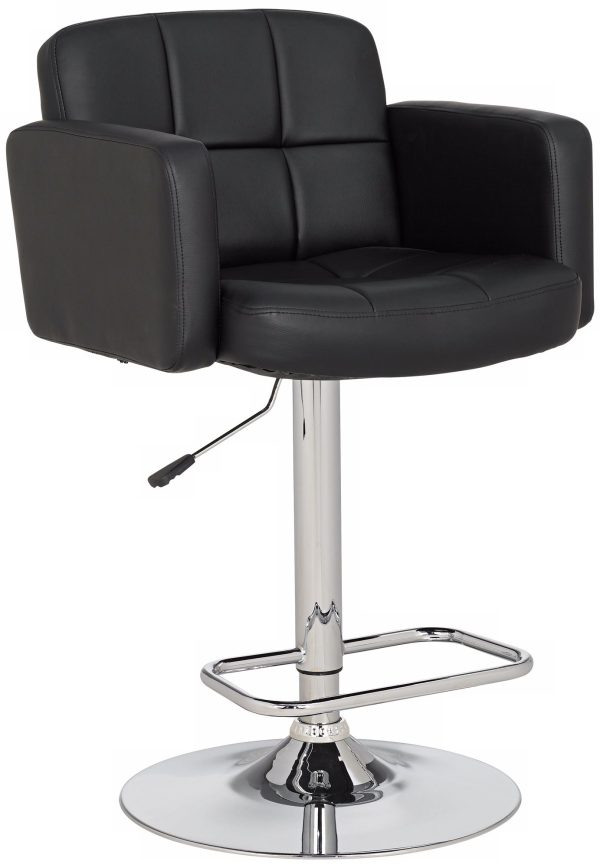Studio 55D Trek Large Black Faux Leather Adjustable Swivel Bar Stool - Image 10