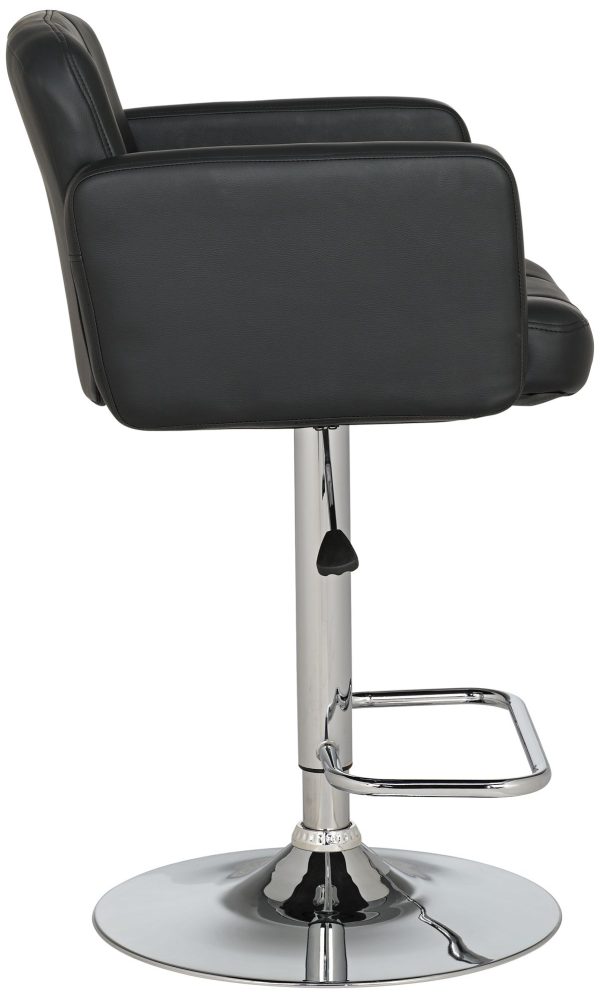 Studio 55D Trek Large Black Faux Leather Adjustable Swivel Bar Stool - Image 6