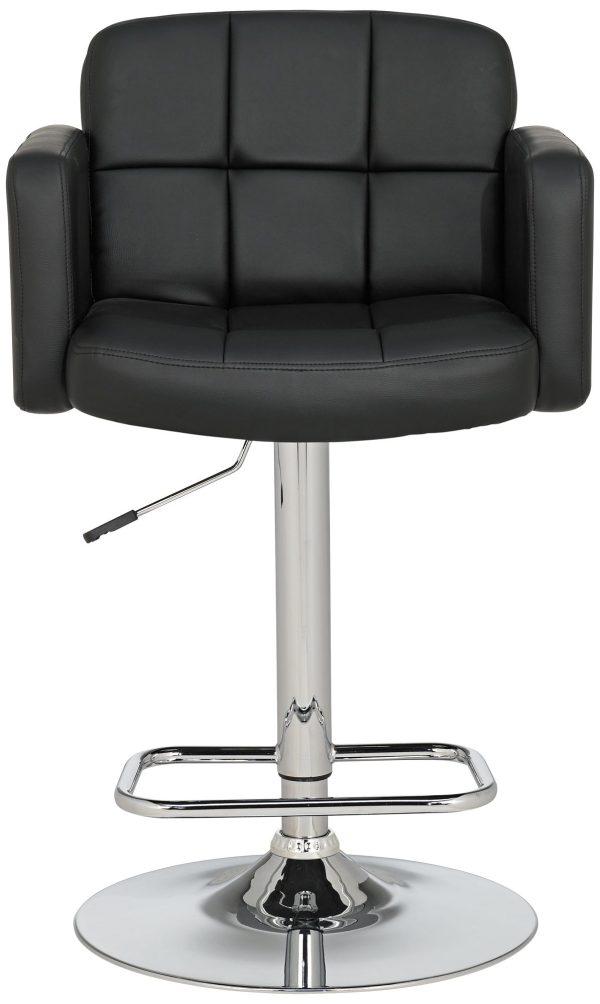 Studio 55D Trek Large Black Faux Leather Adjustable Swivel Bar Stool - Image 4