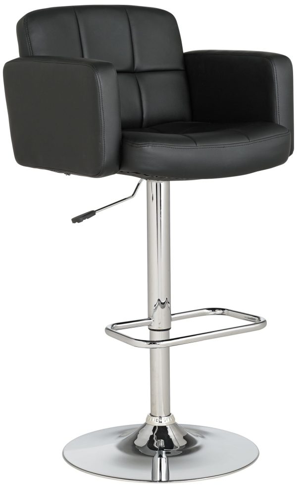 Studio 55D Trek Large Black Faux Leather Adjustable Swivel Bar Stool - Image 3