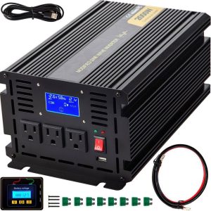 ZNB2KW-12-1200I8XV9 Car Power Converter 2000-Watt Modified Sine Wave Inverter DC 12-Volt to AC 120-Volt with LCD Display Remote Controller