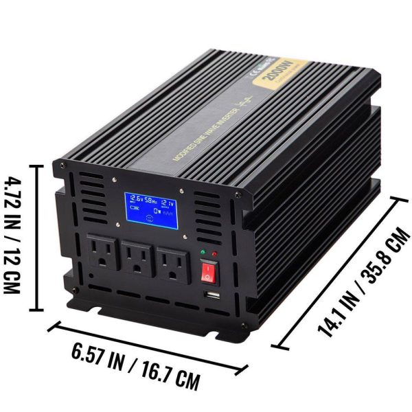 ZNB2KW-12-1200I8XV9 Car Power Converter 2000-Watt Modified Sine Wave Inverter DC 12-Volt to AC 120-Volt with LCD Display Remote Controller - Image 7