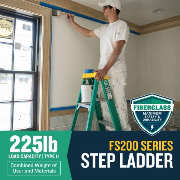 Werner 6 ft. Fiberglass Step Ladder (10 ft. Reach Height) with 225 lb. Load Capacity Type II Duty Rating - Image 12