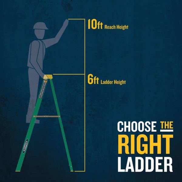Werner 6 ft. Fiberglass Step Ladder (10 ft. Reach Height) with 225 lb. Load Capacity Type II Duty Rating - Image 11