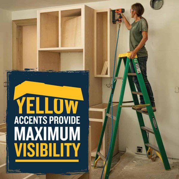 Werner 6 ft. Fiberglass Step Ladder (10 ft. Reach Height) with 225 lb. Load Capacity Type II Duty Rating - Image 8