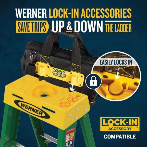 Werner 6 ft. Fiberglass Step Ladder (10 ft. Reach Height) with 225 lb. Load Capacity Type II Duty Rating - Image 5