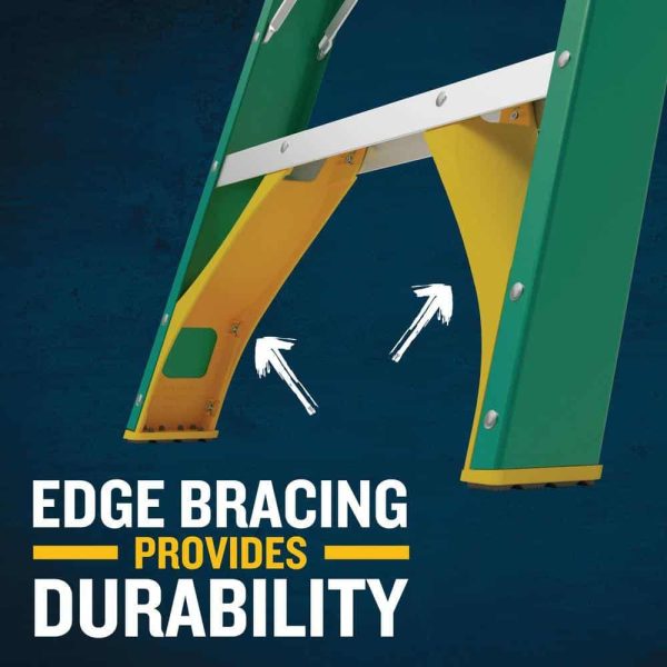 Werner 6 ft. Fiberglass Step Ladder (10 ft. Reach Height) with 225 lb. Load Capacity Type II Duty Rating - Image 4
