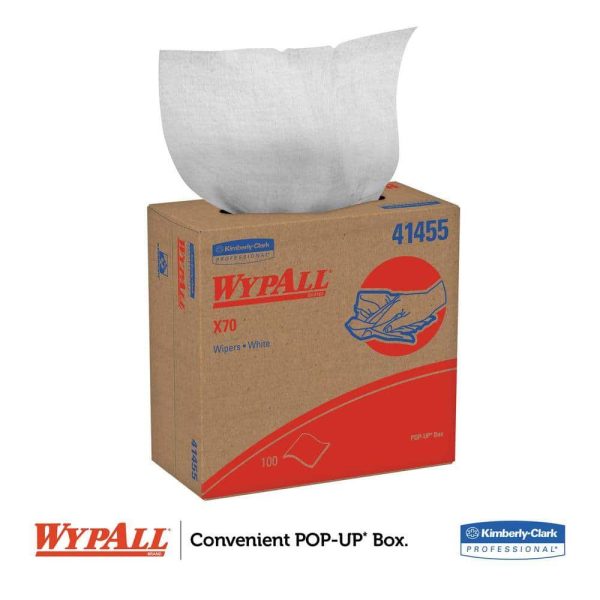 WYPALL KCC41455 X70 Cloths, POP-UP Box, 9-1/10 in. x 16-4/5 in., White, 100/Box, 10 Boxes/Carton - Image 3