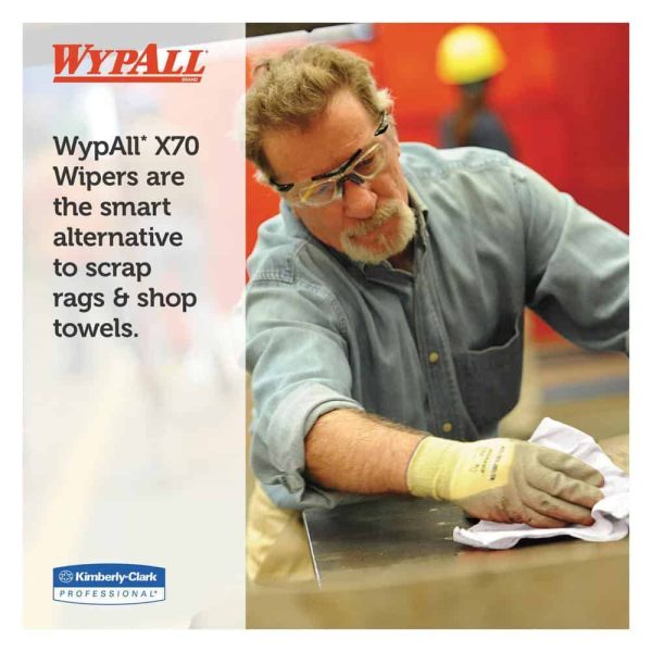 WYPALL KCC41455 X70 Cloths, POP-UP Box, 9-1/10 in. x 16-4/5 in., White, 100/Box, 10 Boxes/Carton - Image 6