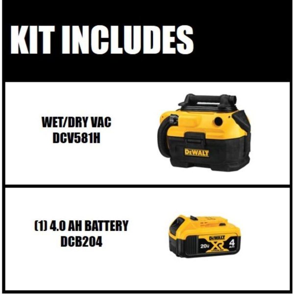 20V MAX 2 Gal. Cordless/Corded Wet/Dry Vacuum and (1) 20V MAX XR Lithium-Ion Premium 4.0Ah Battery - Image 2